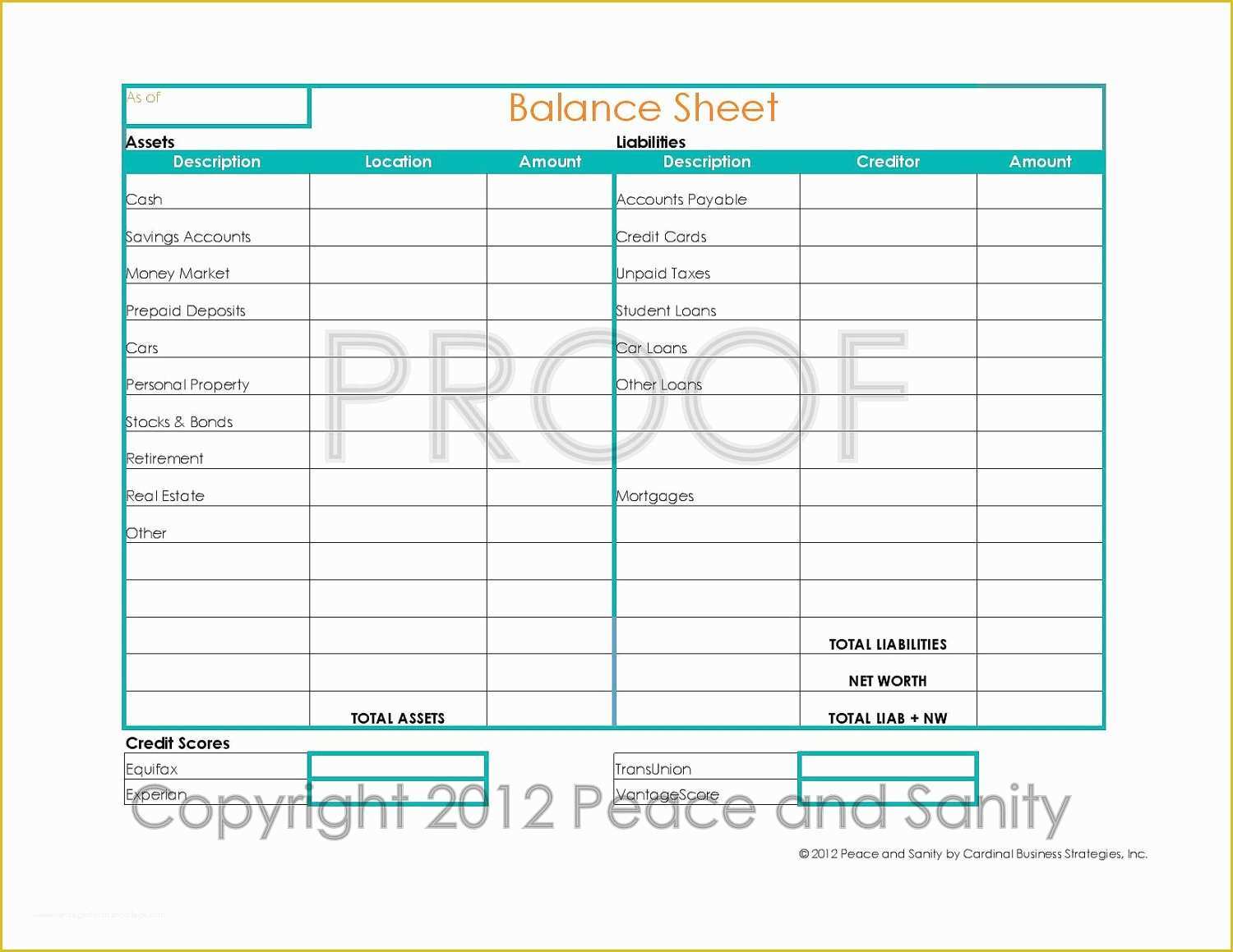 Free Personal Balance Sheet Template Of Personal Balance Sheet Pdf Printable by Peaceandsanity On Etsy