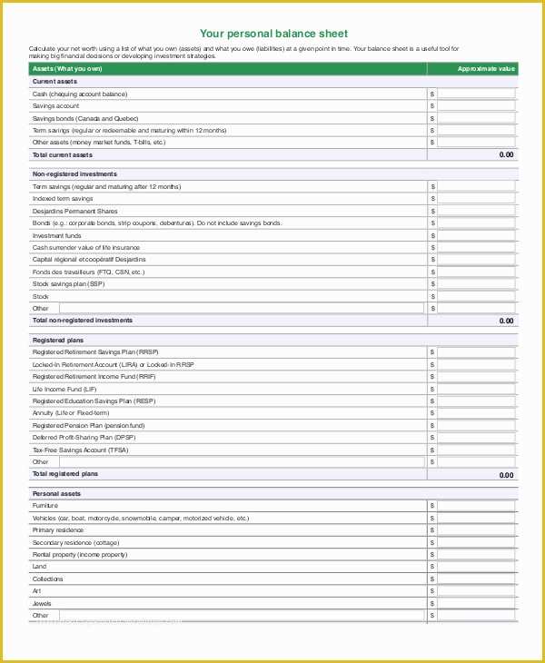 Free Personal Balance Sheet Template Of Simple Balance Sheet 20 Free Word Excel Pdf Documents