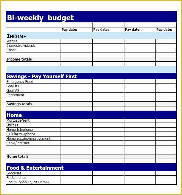 Free Personal Budget Planner Template Of 8 Examples Of Bi Weekly Bud Templates