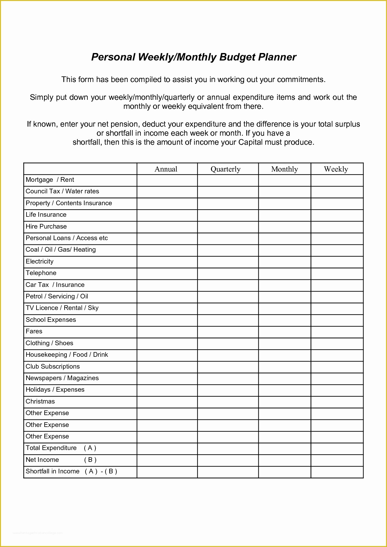 Free Personal Budget Planner Template Of Free Printable Monthly Bud Worksheet