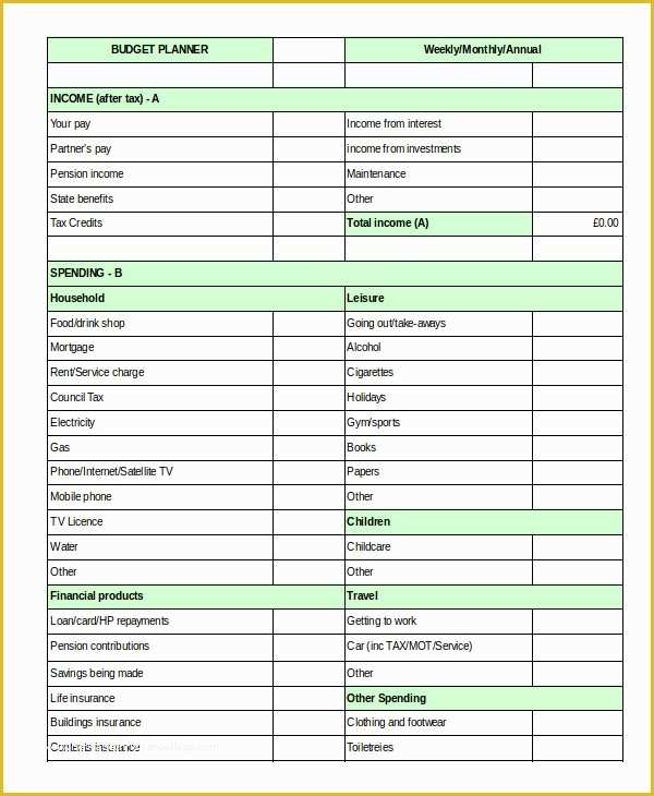 Free Personal Budget Planner Template Of Household Bud Template 9 Free Sample Example