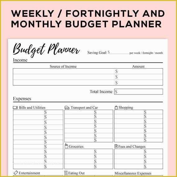 Free Personal Budget Planner Template Of Printable Bud Planner for Weekly fortnightly and