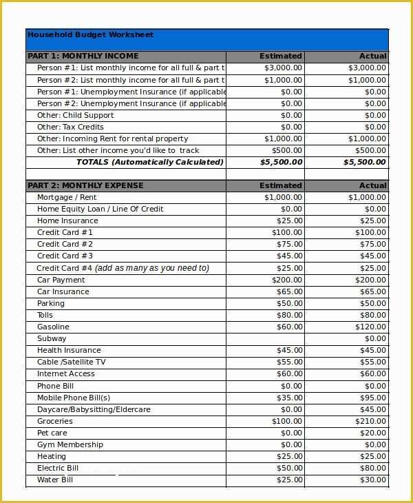 Free Personal Budget Template Of Household Bud Template 9 Free Sample Example