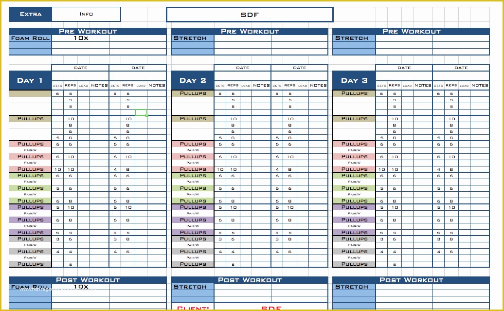 Free Personal Training Program Template Of Excel Workout Templates Free