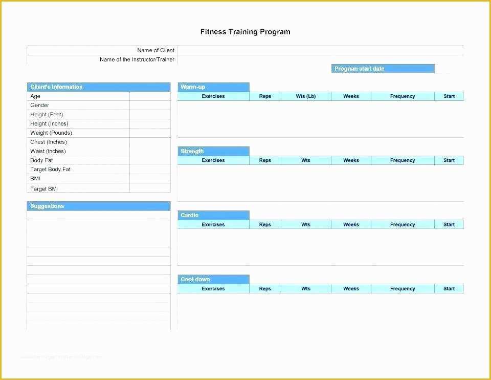 Free Personal Training Program Template Of Free Personal Training Program Template