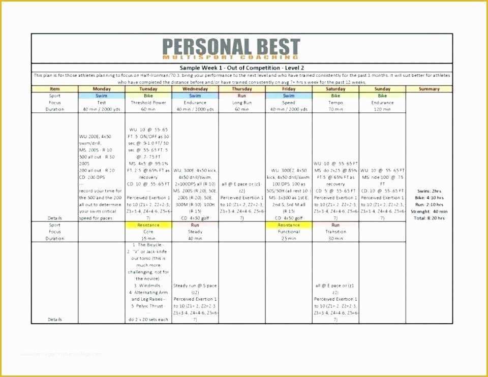 Free Personal Training Program Template Of Personal Trainer Fitness Plan Template
