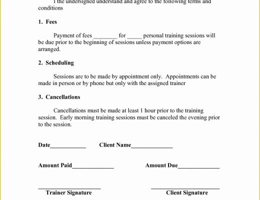 Free Personal Training Program Template Of Personal Training Contract Templates