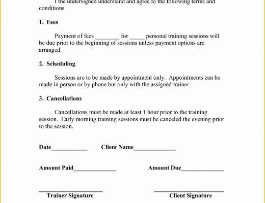 Free Personal Training Program Template Of Personal Training Contract Templates