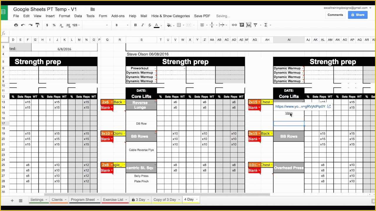 Free Personal Training Program Template Of Setting Up Your Google Sheets Personal Training Template