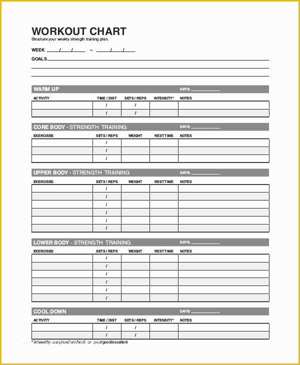 Free Personal Training Program Template Of Workout Chart Templates 8 Free Word Excel Pdf