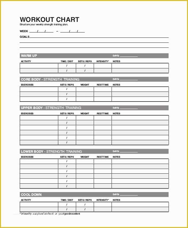 Free Personal Training Program Template Of Workout Chart Templates 8 