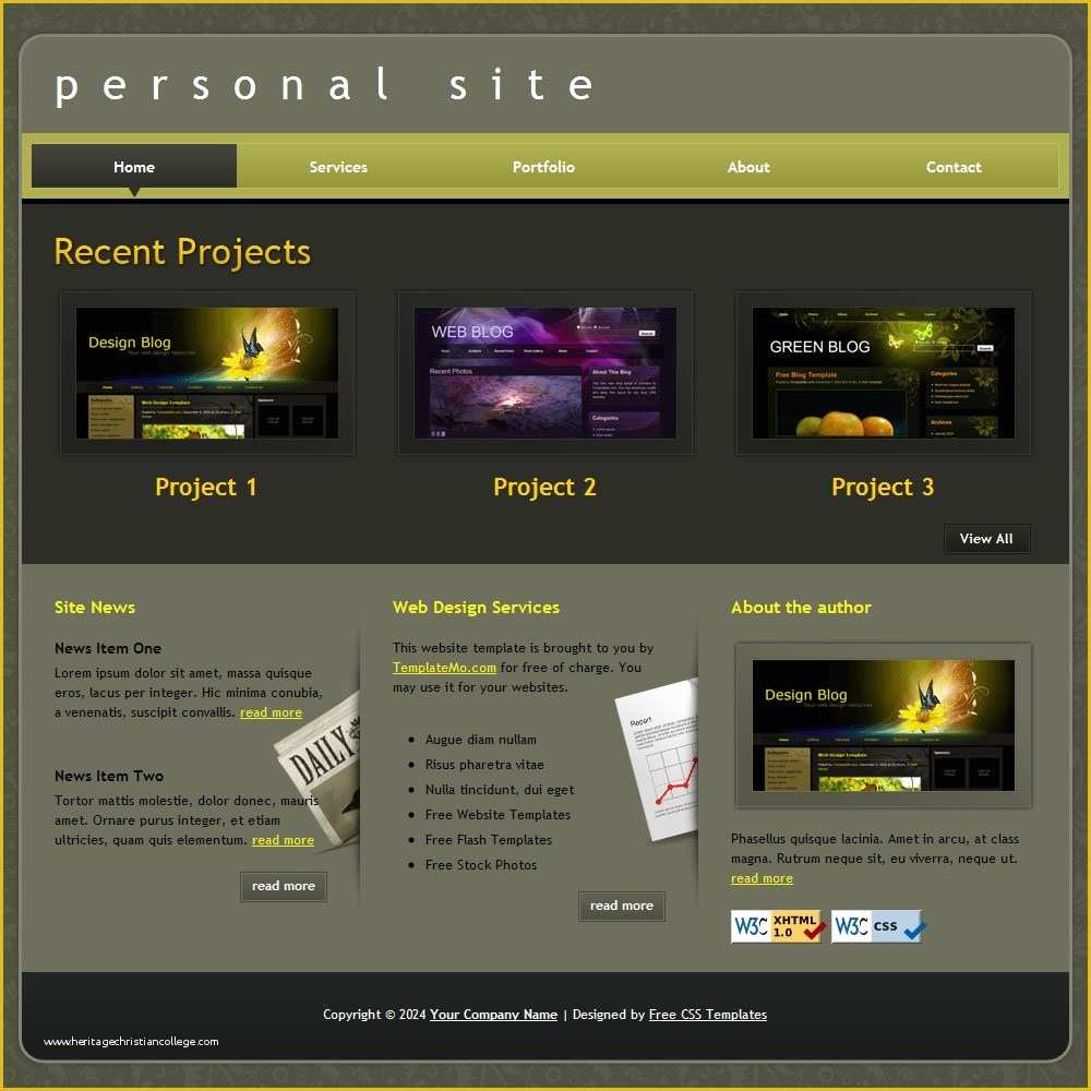 Free Personal Website Templates Of Portfolio – Free HTML Website Templates