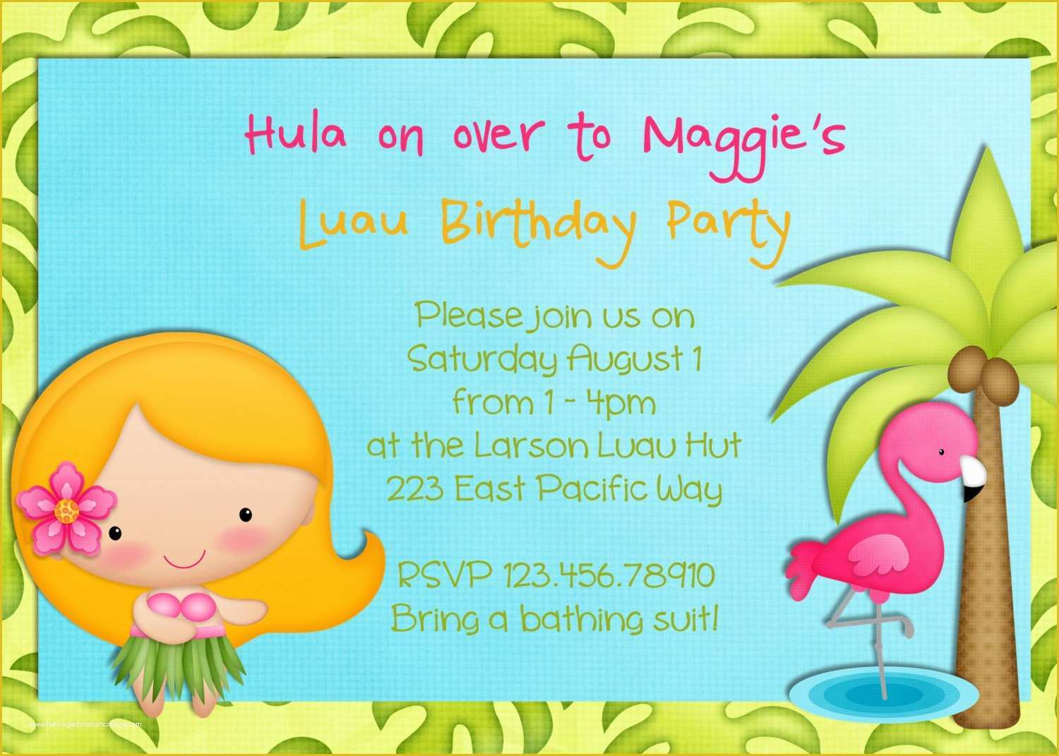 Free Personalized Birthday Invitation Templates Of Others Custom Luau 