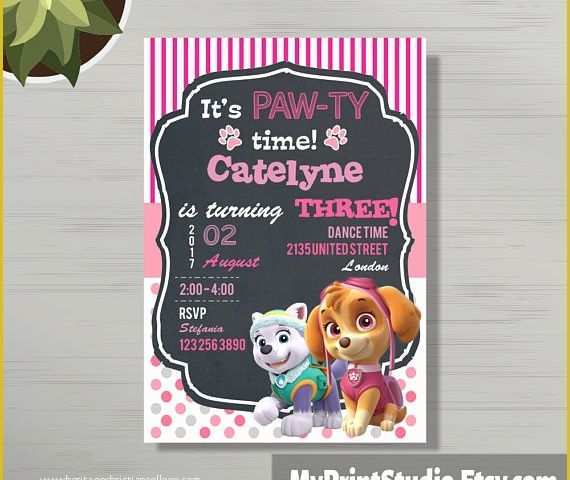 Free Personalized Birthday Invitation Templates Of Personalized Paw Patrol Birthday Party Invitations for Girls