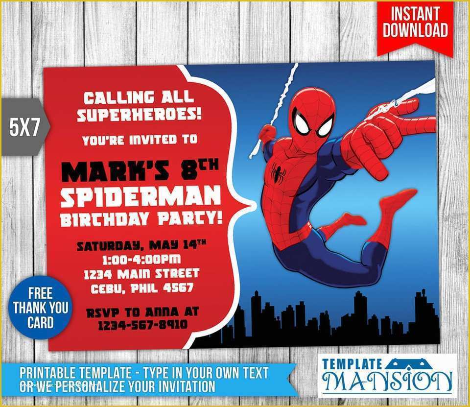 Free Personalized Birthday Invitation Templates Of Spiderman Invitation Birthday Invitation Psd by
