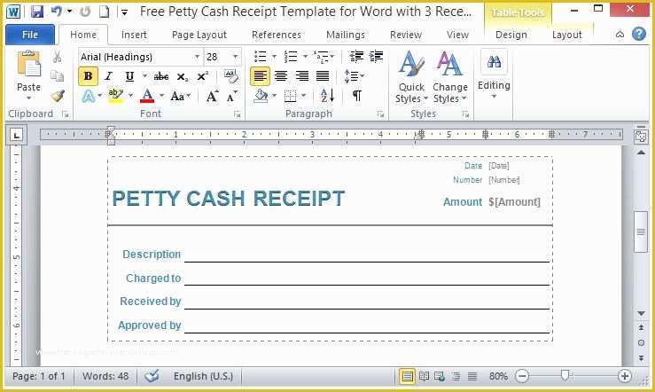 Free Petty Cash Receipt Template Of Free Petty Cash Receipt Template for Word with 3 Receipts