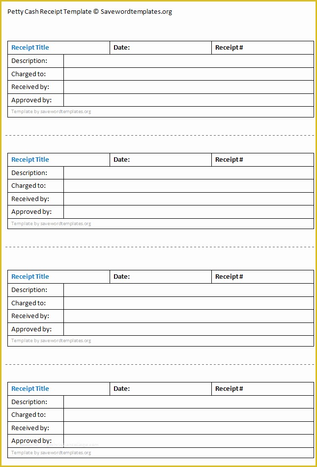 Free Petty Cash Receipt Template Of Save Word Templates