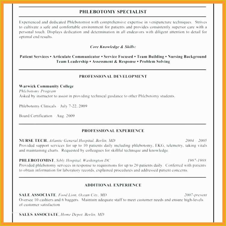 Free Phlebotomist Resume Templates Of 12 13 Certified Phlebotomist Resume