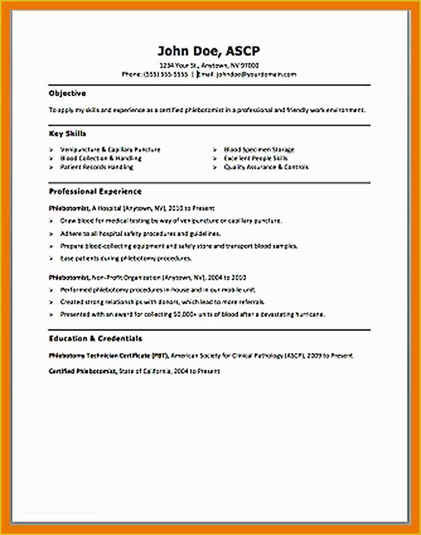 Free Phlebotomist Resume Templates Of 12 13 Phlebotomist Resume Sample