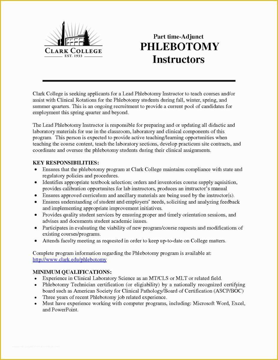 Free Phlebotomist Resume Templates Of 25 Phlebotomy Entry Level Resume Free Templates