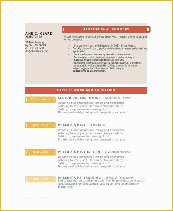 Free Phlebotomist Resume Templates Of 6 Phlebotomy Resume Templates Pdf Doc