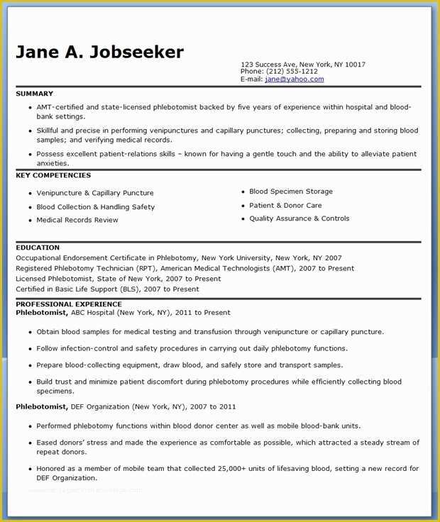 Free Phlebotomist Resume Templates Of Phlebotomist Resume Sample Free