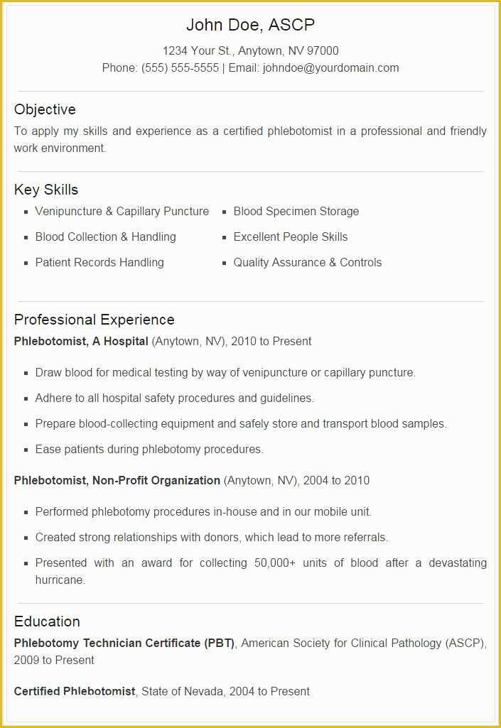 24 Free Phlebotomist Resume Templates