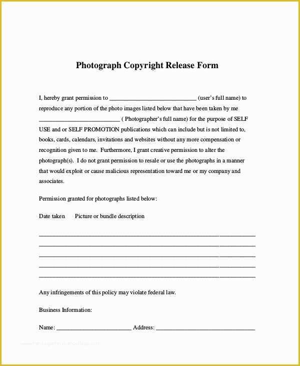 Free Photo and Video Release form Template Of 8 Generic Release forms