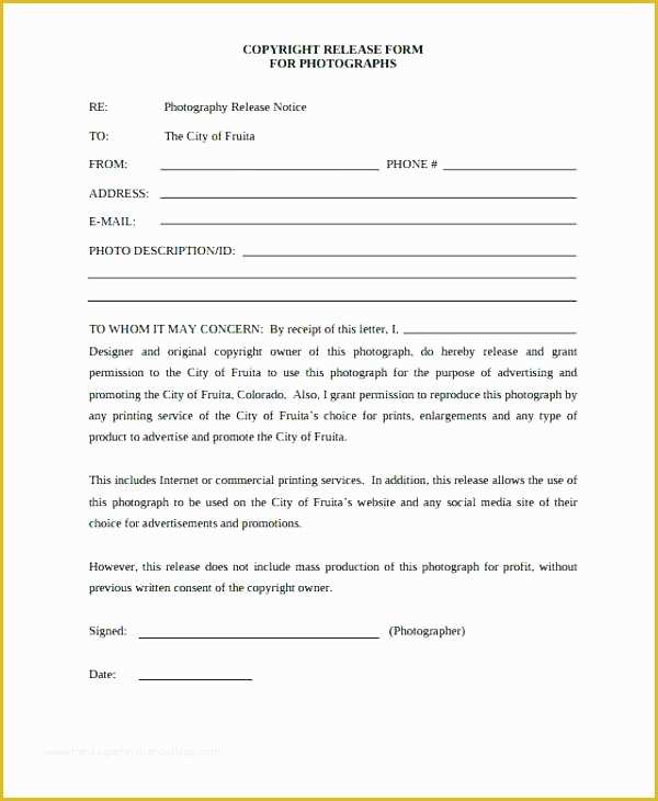 Free Photo and Video Release form Template Of Free Graphy Print Release form Template Early Client