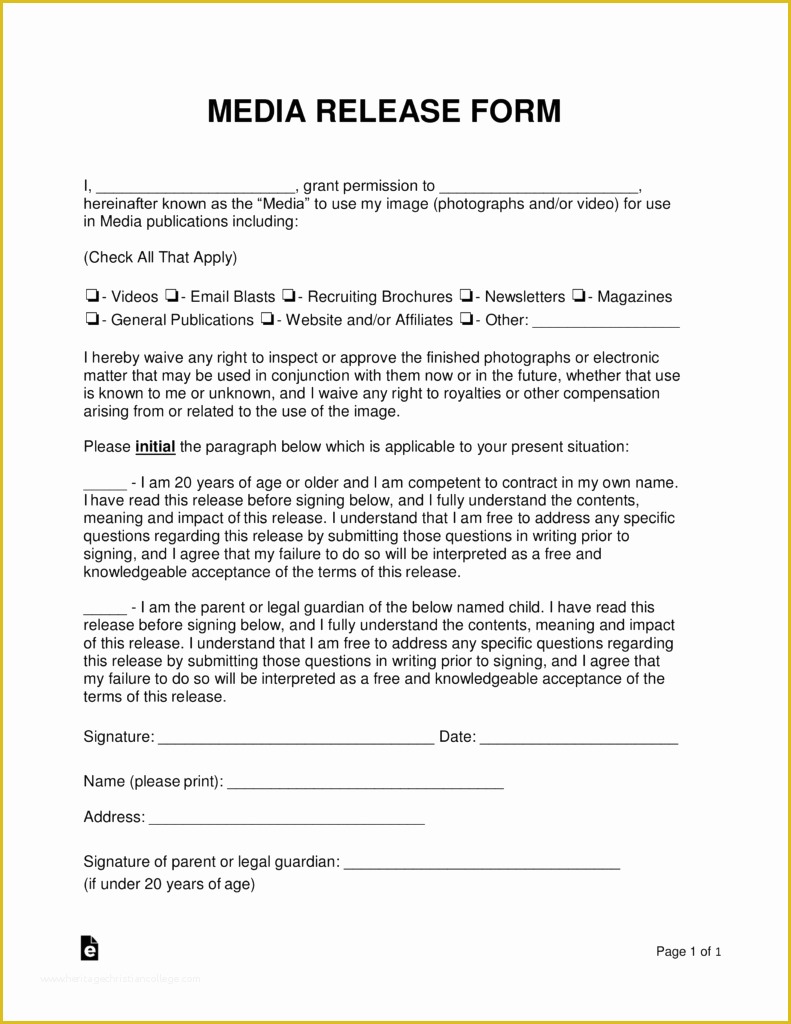 Free Photo and Video Release form Template Of Free Media Liability Release form Word Pdf