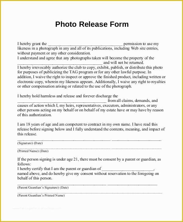 Free Photo and Video Release form Template Of Release form Template 9 Free Pdf Documents
