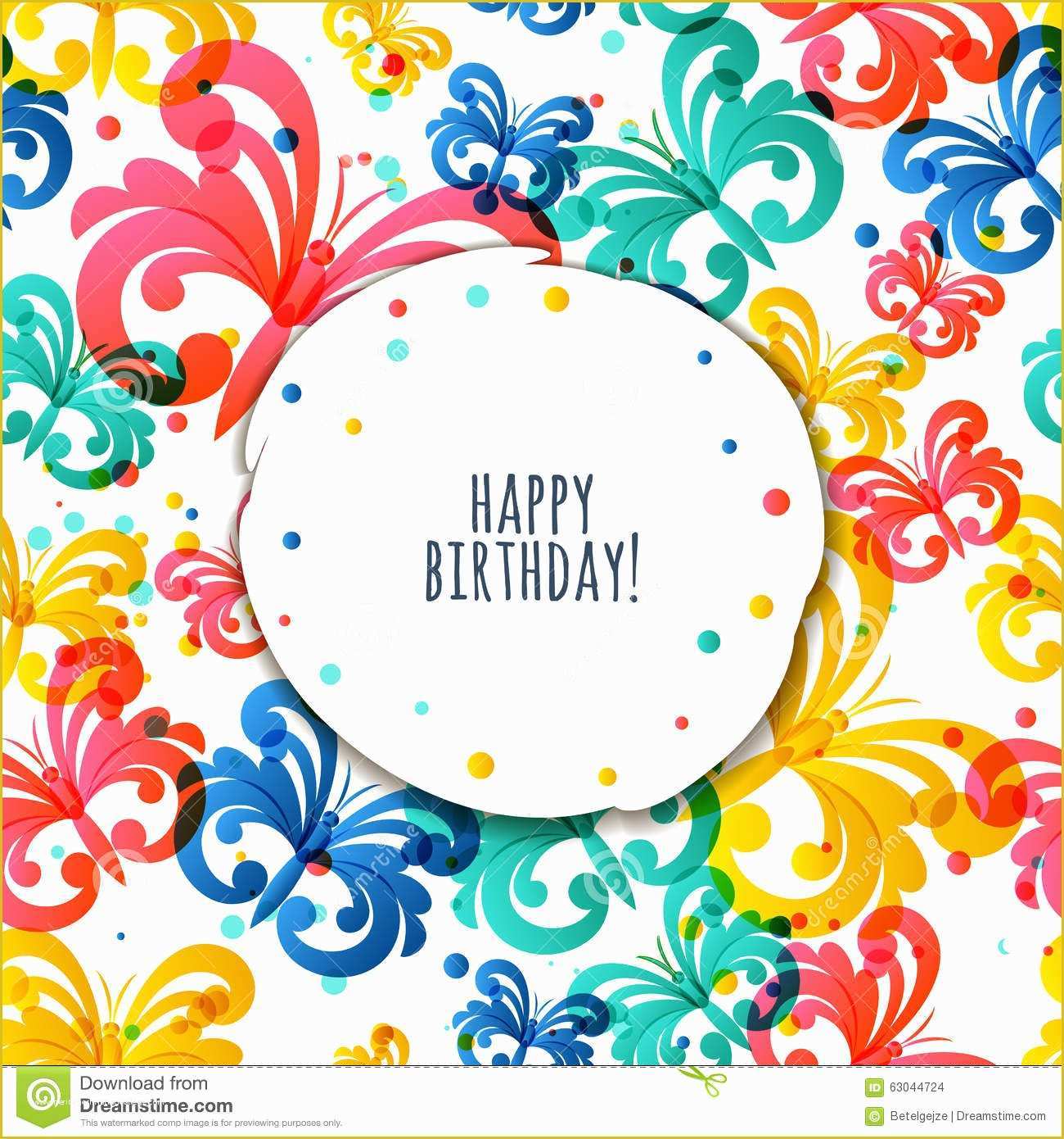 Free Photo Birthday Card Template Of Vector Greeting Birthday Card Template with Flying
