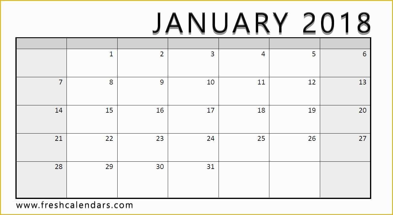 Free Photo Calendar Template 2018 Of Blank January 2018 Calendar Printable Templates