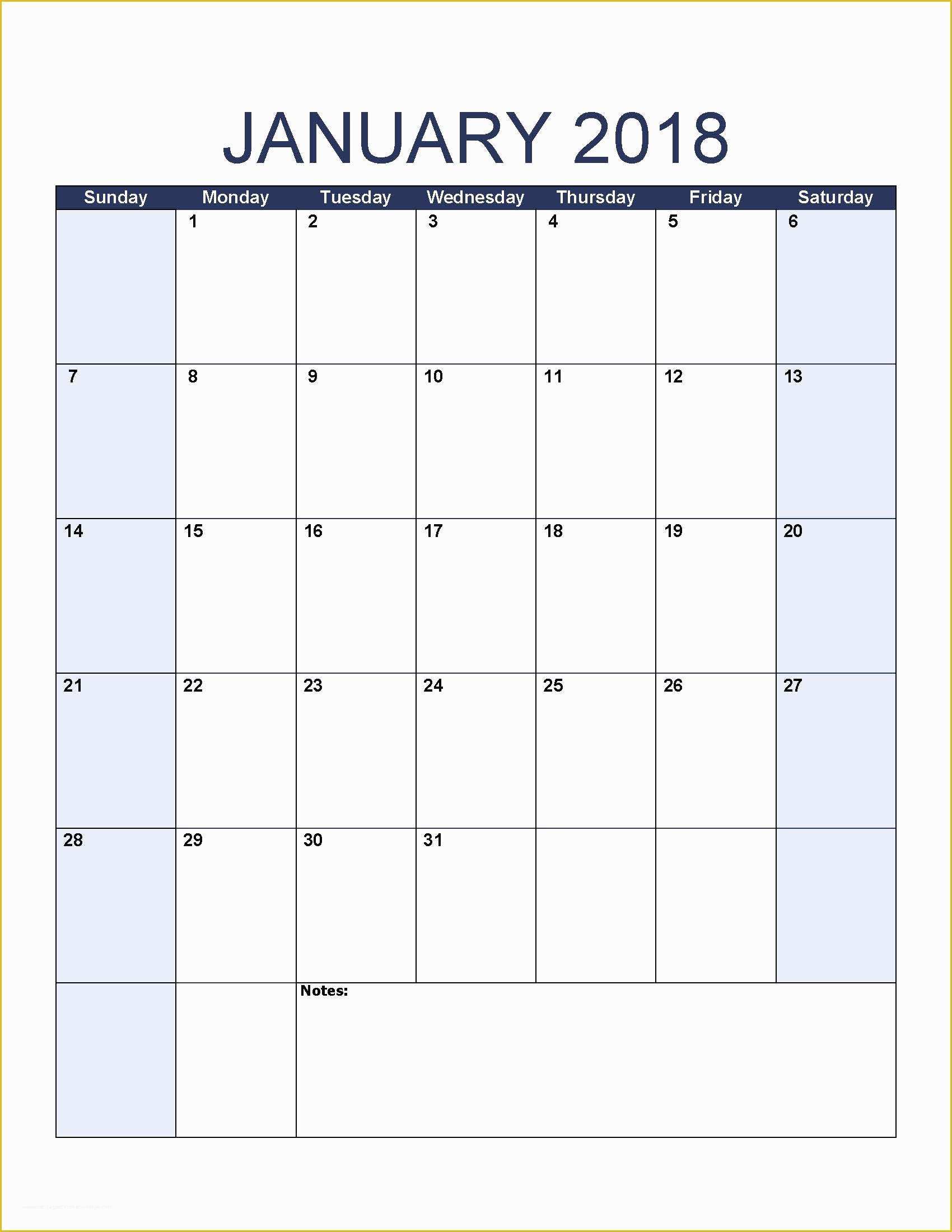 Free Photo Calendar Template 2018 Of January 2018 Calendar Template