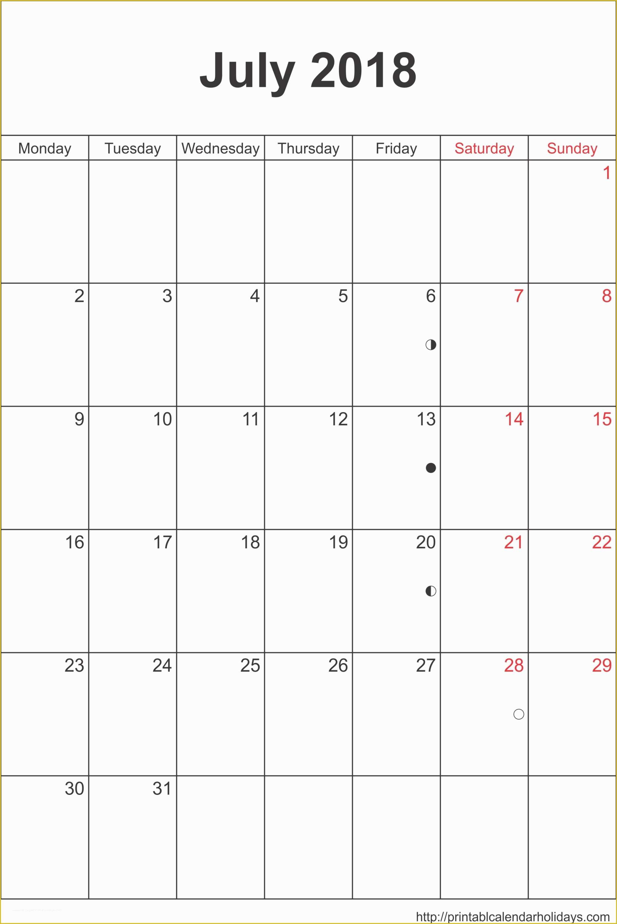 Free Photo Calendar Template 2018 Of July 2018 Calendar Archives Free Printable Calendar 2016