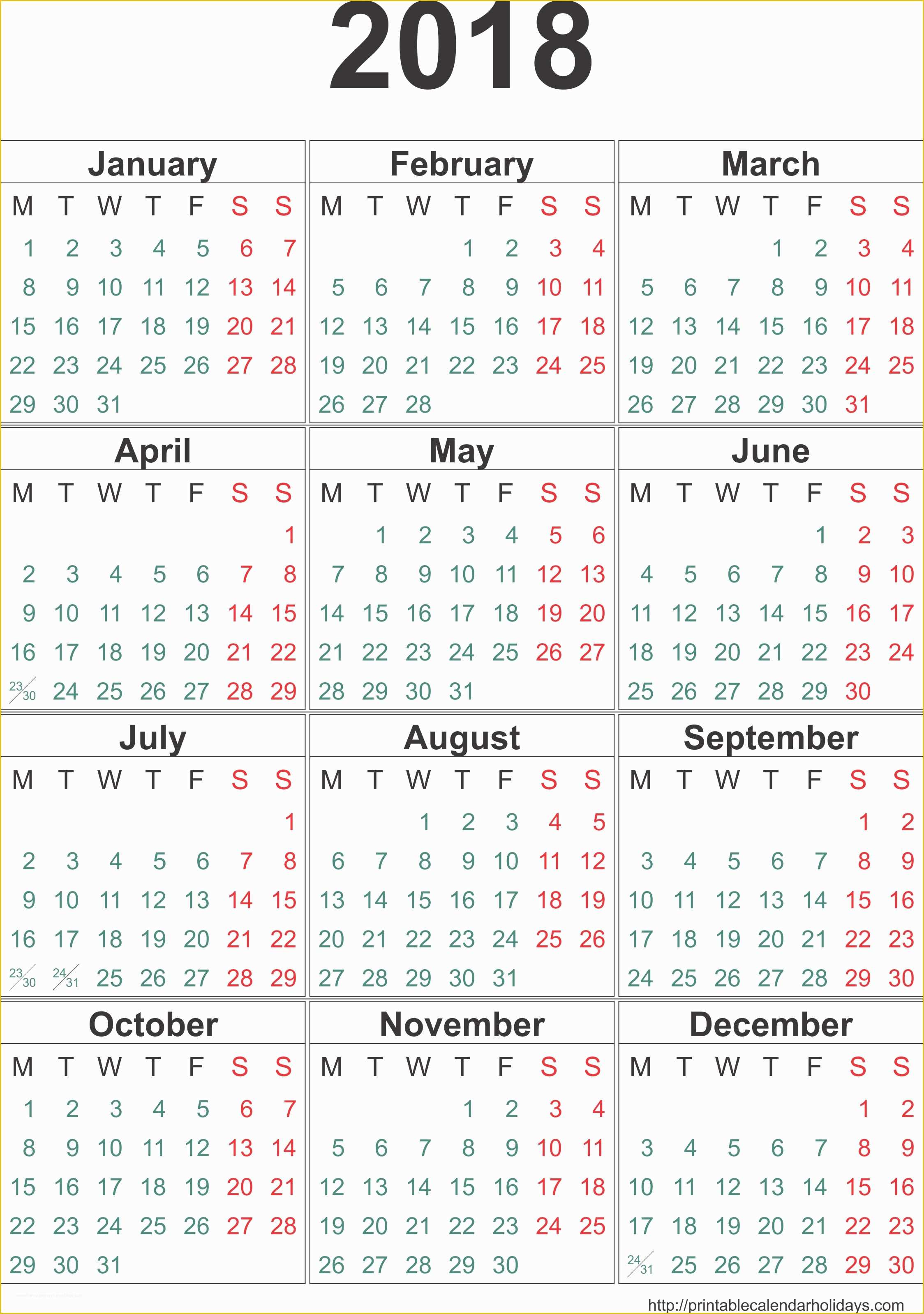Free Photo Calendar Template 2018 Of Yearly Calendar 2018