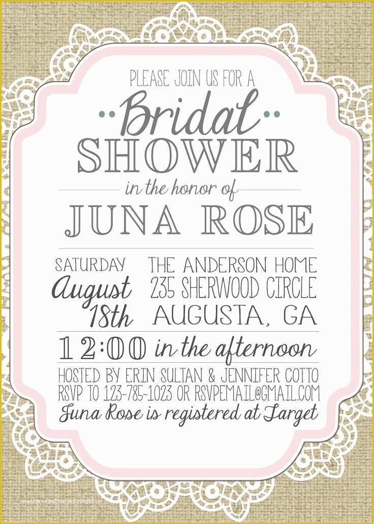 Free Photo Invitation Templates Of Burlap and Lace Vintage Bridal Shower Baby Shower