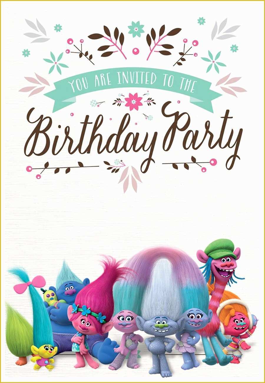 Free Photo Invitation Templates Of Free Printable Trolls Invitation Templates