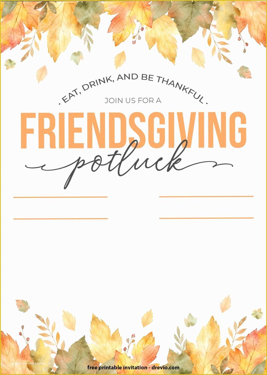 Free Photo Invitation Templates Of Free Thanksgiving Potluck Invitation Templates