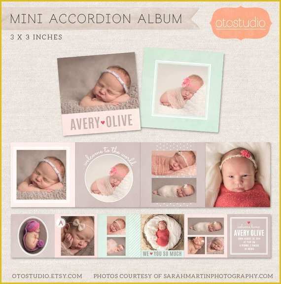 Free Photobook Template Of 3x3 Mini Accordion Album Template Newborn Album Template for