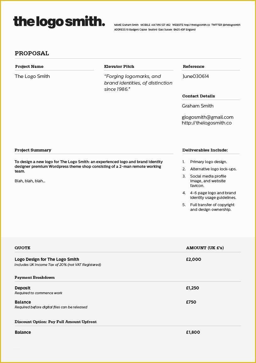 Free Photography Proposal Template Of Logo Design Proposal Invoice Template to Download
