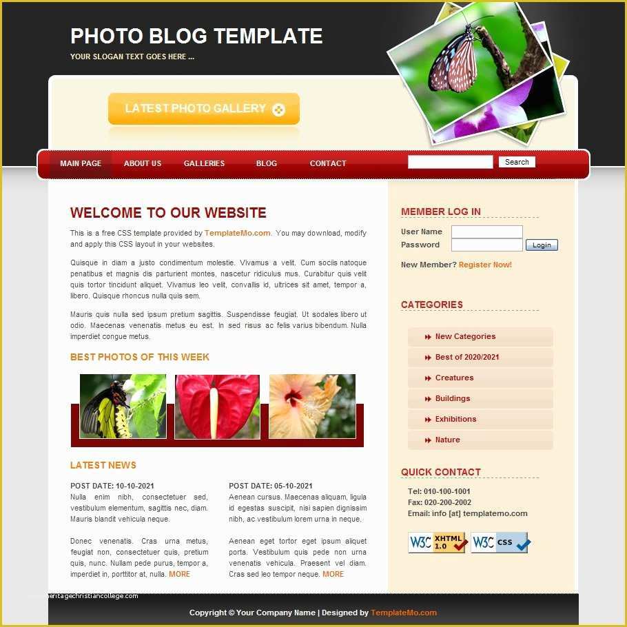 Free Photography Website Templates Of Graphy – Free HTML Website Templates