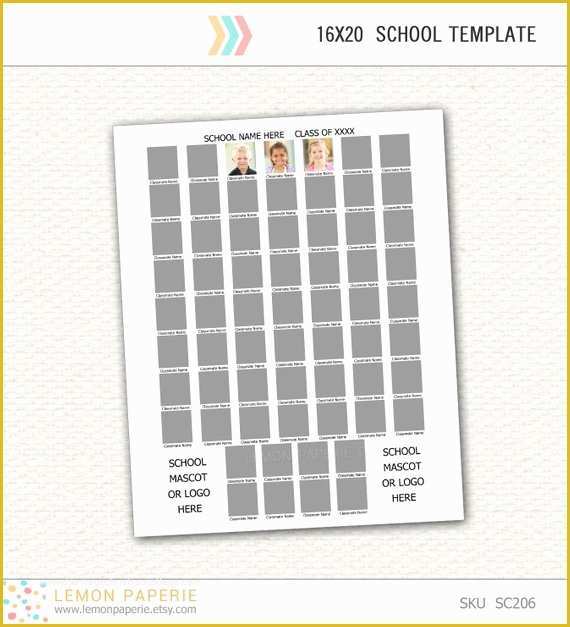 Free Photoshop Composite Templates Of 16x20 School Posite Template for 64 Instant Download Sc206