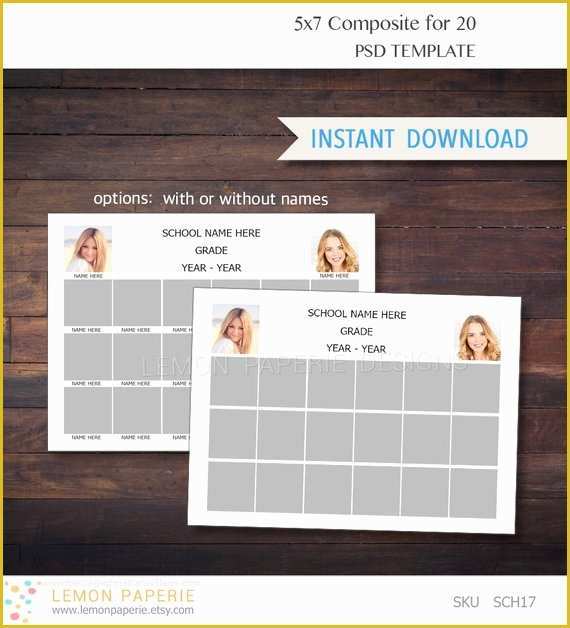 Free Photoshop Composite Templates Of 5x7 Class Posite for 20 Memory Mate Shop Template