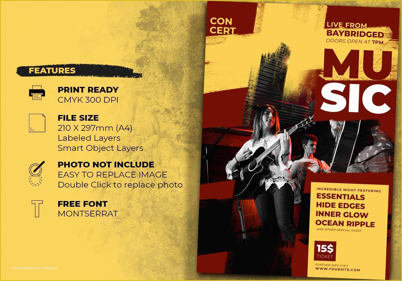 Free Photoshop Flyer Templates Of Concert event Flyer Templates Free Shop Brushes at