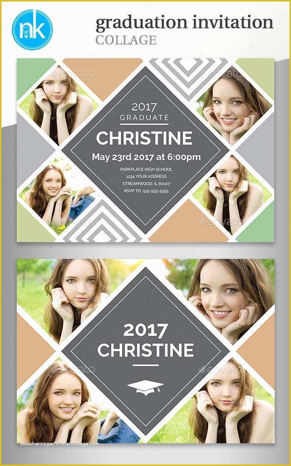 Free Photoshop Invitation Templates Of Free Collage Graduation Invitation Templates for Shop