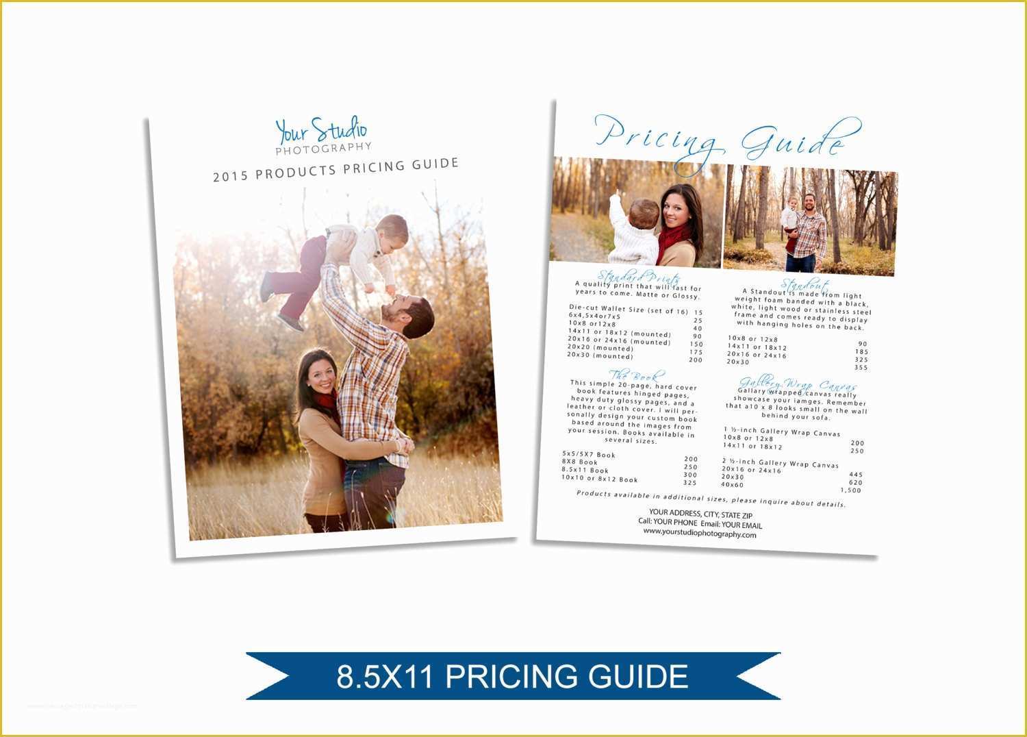 Free Photoshop Marketing Templates for Photographers Of Grapher Price List Shop Pricing Guide Template