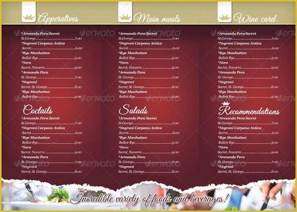 Free Photoshop Menu Template Of 40 Psd & Indesign Food Menu Templates for Restaurants