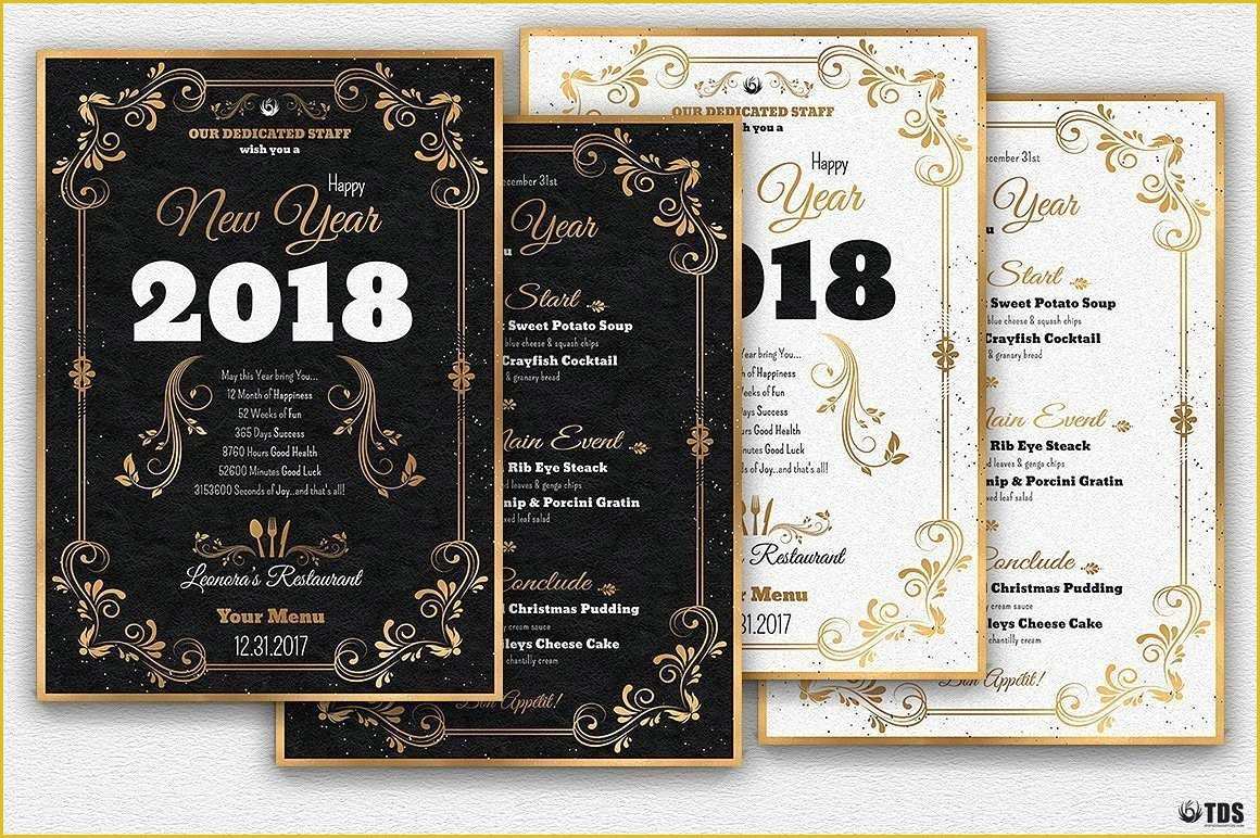 Free Photoshop Menu Template Of New Year Menu Template Psd to Customize with Photoshop