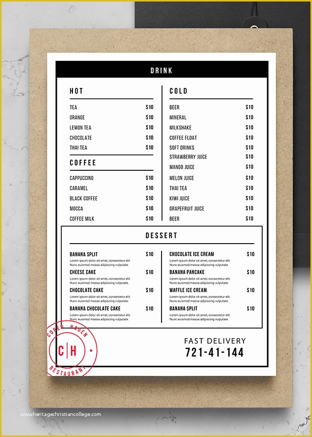 Free Photoshop Menu Template Of Simple Food Menu Template Psd